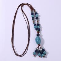 Corrente de colar de camisola, porcelana, Ajustável & joias de moda & estilo folk & para mulher, comprimento Aprox 66-110 cm, vendido por PC