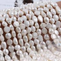 Perles nacres baroques de culture d'eau douce , perle d'eau douce cultivée, DIY, blanc, 10-11mm, Vendu par Environ 50 cm brin