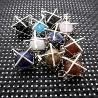 Gemstone Pendants Jewelry, Brass, with Gemstone, plated, Natural & fashion jewelry & DIY, more colors for choice, 34x34mm, Sold By PC