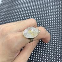 Gemstone Finger Ring, cobre, with misto de pedras semi-preciosas, banhado, Natural & joias de moda & para mulher, Mais cores pare escolha, 28*13mm, vendido por PC