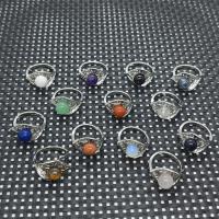 Gemstone fingerring, Messing, med Ædelsten, forgyldt, Naturligt & mode smykker & for kvinde, flere farver til valg, 17mm, Hole:Ca. 0.2mm, Solgt af PC