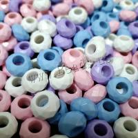 Acrylic Jewelry Beads, Rondelle, DIY & faceted & pearlized, mixed colors, 14mm, Approx 100PCs/Bag, Sold By Bag