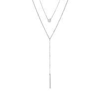 Mode-Multi-Layer-Halskette, 316 L Edelstahl, mit Verlängerungskettchen von 3cm,8cm, flache Runde, Doppelschicht & Modeschmuck & für Frau, keine, frei von Nickel, Blei & Kadmium, 2x30mm,6mm, Länge:ca. 35 cm, ca. 42 cm, verkauft von PC