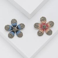 Zinc Alloy Brooches with Rhinestone Flower silver color plated fashion jewelry & for woman nickel lead & cadmium free Sold By PC