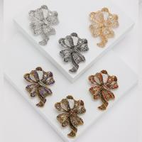 Tibetan Style Brooches, with Rhinestone, plated, vintage & fashion jewelry & for woman, more colors for choice, nickel, lead & cadmium free, 57x74mm, Sold By PC