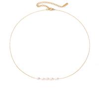Stainless Steel Jewelry Necklace 316L Stainless Steel with Freshwater Pearl with 8cm extender chain Vacuum Ion Plating fashion jewelry & for woman golden nickel lead & cadmium free Length Approx 42 cm Sold By PC