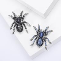 Zinc Alloy Brooches with Lampwork Spider silver color plated fashion jewelry & for woman & with rhinestone nickel lead & cadmium free Sold By PC