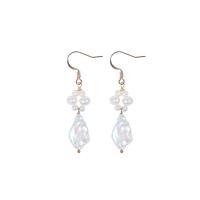 Freshwater Pearl Earrings gold color plated fashion jewelry & for woman white 10-11x16-17mm Sold By Pair
