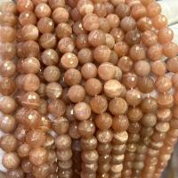 Moonstone Beads, Orange Moonstone, Runde, du kan DIY & facetteret, blandede farver, nikkel, bly & cadmium fri, 10mm, Solgt Per Ca. 39 cm Strand