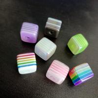 Plated Acrylic Beads, Square, UV plating, DIY, more colors for choice, 12mm, Approx 100PCs/Bag, Sold By Bag