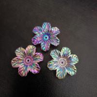 Perles bijoux en résine, fleur, Placage UV, DIY, plus de couleurs à choisir, 32mm, Environ 200PC/sac, Vendu par sac