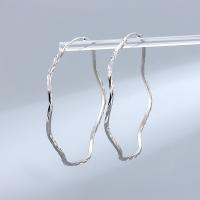 925 Sterling Silver Hoop Earrings, fashion jewelry & for woman, nickel, lead & cadmium free, 43mm, Sold By Pair