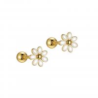 925 Sterling Silver Stud Earrings Flower plated fashion jewelry & for woman & epoxy gel nickel lead & cadmium free 5.5mm Sold By Pair