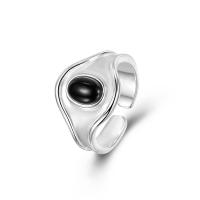 Solidny srebrny pierścień, 925 Srebro, ze Agat czarny, biżuteria moda & dla kobiety, bez zawartości niklu, ołowiu i kadmu, 16.9mm, rozmiar:14, sprzedane przez PC