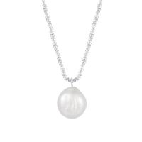 925 Sterling Silver Necklaces with Freshwater Pearl with 1.97inch extender chain fashion jewelry & for woman nickel lead & cadmium free Length Approx 15.74 Inch Sold By PC
