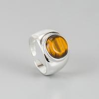 Solidny srebrny pierścień, 925 Srebro, ze Tygrysie oko, biżuteria moda & dla kobiety, bez zawartości niklu, ołowiu i kadmu, 16.9mm, rozmiar:14, sprzedane przez PC