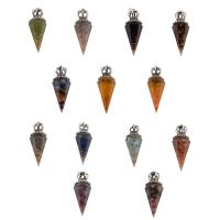 Gemstone Pendants Jewelry, with Tibetan Style, fashion jewelry & different materials for choice, 56x18x18mm, Hole:Approx 3mm, Sold By PC