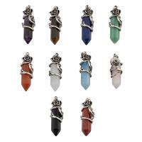 Gemstone Pendants Jewelry, with Tibetan Style, fashion jewelry & different materials for choice, 56x17x13mm, Hole:Approx 4mm, Sold By PC