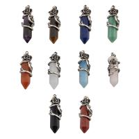 Bijoux Pendentifs en pierres gemmes, pierre gemme, avec alliage de zinc, bijoux de mode & différents matériaux pour le choix, 56x17x13mm, Trou:Environ 4mm, Vendu par PC