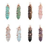 Gemstone Pendants Jewelry, with Brass, fashion jewelry & different materials for choice, 56x13x14mm, Hole:Approx 5mm, Sold By PC