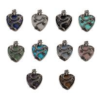 Gemstone Pendants Jewelry, with Tibetan Style, Heart, fashion jewelry & different materials for choice, 41x32x9mm, Hole:Approx 6mm, Sold By PC