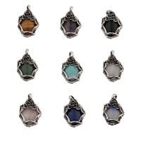 Gemstone Pendants Jewelry, with Tibetan Style, fashion jewelry & different materials for choice, 45x28x7mm, Hole:Approx 6mm, Sold By PC