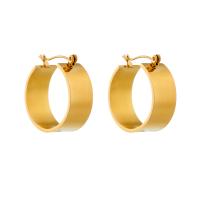 Titan Stahl Ohrring, Titanstahl, plattiert, Modeschmuck & für Frau, goldfarben, 25x23mm, verkauft von Paar
