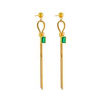Titanium Steel  Earring, 18K gold plated, fashion jewelry & for woman & with rhinestone, golden, 90mm,8*6mm, Sold By Pair