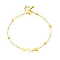 Fashion Jewelry Anklet, Titanium Steel, with 1.57inch extender chain, plated, for woman, golden, Sold Per Approx 8.27 Inch Strand