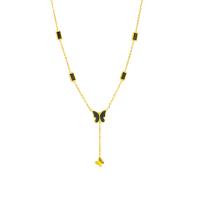 Titanstahl Halskette, mit Verlängerungskettchen von 2.36inch, Schmetterling, plattiert, Modeschmuck & für Frau & mit Strass, goldfarben, 13x11mm, verkauft per ca. 16.93 ZollInch Strang
