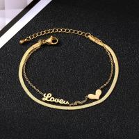 Stainless Steel Jewelry Bracelet, 304 Stainless Steel, with 1.97inch extender chain, plated, Double Layer & fashion jewelry & for woman, golden, Sold Per Approx 5.9 Inch, Approx 6.3 Inch Strand