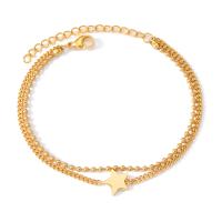Stainless Steel Jewelry Bracelet 304 Stainless Steel Star plated Double Layer & fashion jewelry & for woman golden Length Approx 5.9 Inch Sold By PC