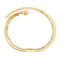 Bijoux bracelet en acier inoxydable, Acier inoxydable 304, Placage, Double couche & bijoux de mode & unisexe, doré, Longueur:Environ 6.3 pouce, Vendu par PC