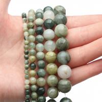 Gemstone Jewelry Beads Green Grass Stone Round DIY green Approx 1mm Sold Per Approx 38 cm Strand
