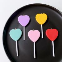 Resin Pendant, Heart, cute & DIY, more colors for choice, 35mm, Approx 100PCs/Bag, Sold By Bag