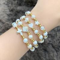 Brass Bracelet & Bangle, with Shell & Plastic Pearl, plated, fashion jewelry & different designs for choice, more colors for choice, nickel, lead & cadmium free, Length:18 cm, Sold By PC