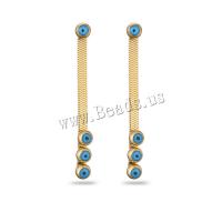 Evil Eye Earrings, Titanium Steel, plated, fashion jewelry & enamel, gold, 5x49mm, Sold By Pair