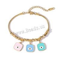 Evil Eye Jewelry Bracelet, Titanium Steel, plated, fashion jewelry & different designs for choice & micro pave cubic zirconia & enamel, more colors for choice, Sold By PC