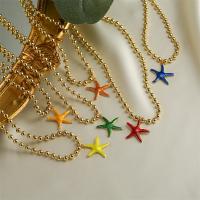 Brass Necklace, with 5cm extender chain, Starfish, plated, fashion jewelry & enamel, more colors for choice, nickel, lead & cadmium free, 20x25mm, Length:41 cm, Sold By PC