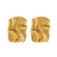 Stainless Steel Stud Earrings, 304 Stainless Steel, plated, fashion jewelry, golden, 23.50x31.90mm, Sold By Pair