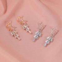 Brass Stud Earring Star plated fashion jewelry & for woman & with rhinestone nickel lead & cadmium free Sold By Pair