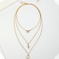 Zinc Alloy Jewelry Necklace plated three layers & fashion jewelry & for woman & with rhinestone gold nickel lead & cadmium free Length Approx 42 cm Sold By PC