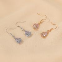 Brass Drop Earring with Cubic Zirconia plated fashion jewelry & for woman nickel lead & cadmium free 32mm Sold By Pair