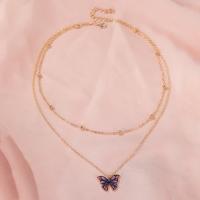 Zinc Alloy Jewelry Necklace Butterfly plated fashion jewelry & for woman nickel lead & cadmium free Length Approx 44 cm Sold By PC