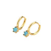 925 Sterling Silver Lever Back Earring with turquoise plated micro pave cubic zirconia & for woman Sold By Pair