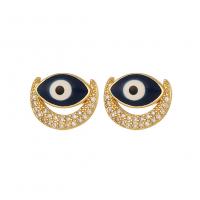 Evil Eye Ohrringe, Messing, vergoldet, Micro pave Zirkonia & für Frau & Emaille, keine, verkauft von Paar