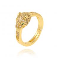 Cubic Zirconia Micro Pave Brass Ring, Leopard, real gold plated, micro pave cubic zirconia & for woman, more colors for choice, Sold By PC