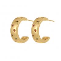 Befestiger Zirkonia Messing Ohrring, vergoldet, Micro pave Zirkonia & für Frau, keine, verkauft von Paar