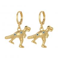 Evil Eye Earrings Brass Dinosaur real gold plated micro pave cubic zirconia & for woman & enamel Sold By Pair