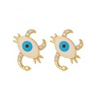 Evil Eye Earrings Brass Scorpion real gold plated micro pave cubic zirconia & for woman & enamel Sold By Pair